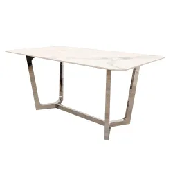 Lucien 1.6m Chrome Dining Table with Polar White