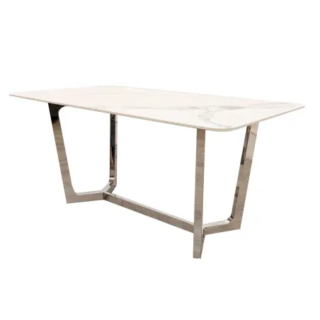 Lucien 1.6m Chrome Dining Table with Polar White